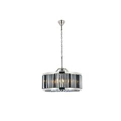 Chelsea 8 light polished nickel Chandelier Silver Shade (Grey) Royal Cut Crystal