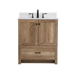 30 inch Single Bathroom Vanity in Natural oak with Backsplash
