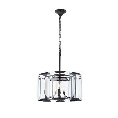 Monaco 4 light Flat Black (Matte) Pendant Clear Glass Crystal