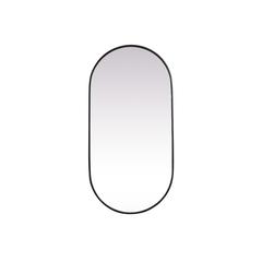 Metal Frame Oval Mirror 24x48 Inch in Black