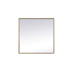 Metal Frame Square Mirror 24 inch in Brass