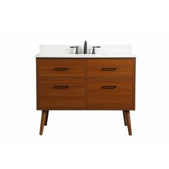 42 inch Single bathroom vanity in teak with backsplash