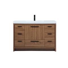 48 inch Single bathroom vanity in walnut brown