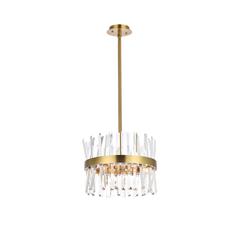 Serephina 16 inch crystal round pendant light in satin gold