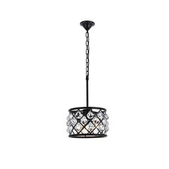 Madison 3 light Matte Black Pendant Clear Royal Cut Crystal