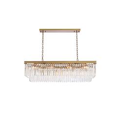 Sydney 50 inch rectangle crystal chandelier in satin gold
