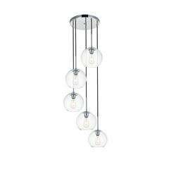 Baxter 5 Lights Chrome Pendant With Clear Glass