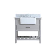 36 inch Single bathroom vanity in grey with backsplash