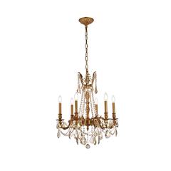 Rosalia 6 light French Gold Chandelier Golden Teak (Smoky) Royal Cut Crystal
