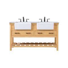 60 inch double bathroom vanity in natural wood