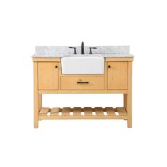 48 inch Single bathroom vanity in natural wood with backsplash