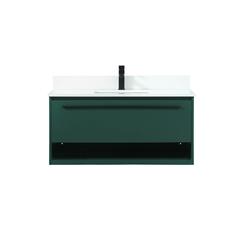 40 inch Single bathroom vanity in green with backsplash