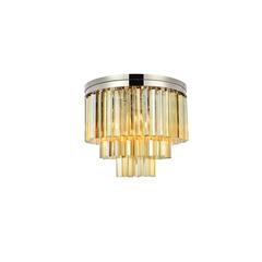Sydney 9 light polished nickel Flush Mount Golden Teak (Smoky) Royal Cut Crystal