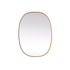 Metal Frame Oval Mirror 27x36 Inch in Brass