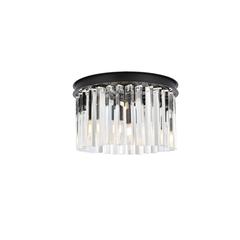 Sydney 3 light Matte Black Flush Mount Clear Royal Cut Crystal