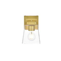 Merrick 1 light Brass and Clear Bath Sconce