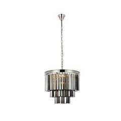 Sydney 9 light polished nickel Chandelier Silver Shade (Grey) Royal Cut Crystal