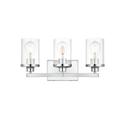 Saanvi 3 light Chrome and Clear Bath Sconce