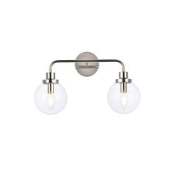 Hanson 2 lights bath sconce in polished nickel with clear shade
