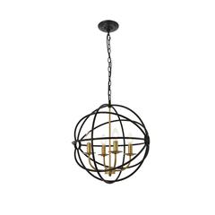 Octavia 4 light Brass and Dark Brown Pendant