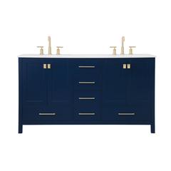 60 inch Double Bathroom Vanity in Blue