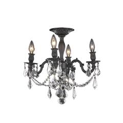 Rosalia 4 light Dark Bronze Flush Mount Clear Royal Cut Crystal