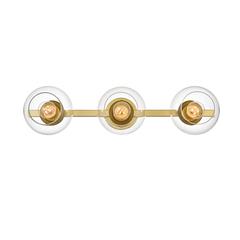 Rogelio 3 light Brass and Clear Bath Sconce