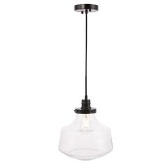 Lyle 1 light Black and Clear seeded glass pendant