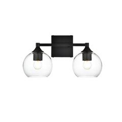 Foster 2 light Black and Clear Bath Sconce