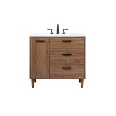 36 inch Single bathroom vanity in walnut brown
