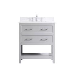 30 inch Single Bathroom Vanity in Grey with Backsplash