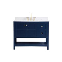 42 inch Single Bathroom Vanity in Blue with Backsplash