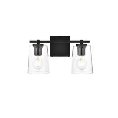 Kacey 2 light Black and Clear Bath Sconce