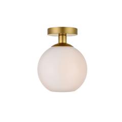 Baxter 1 Light Brass Flush Mount With Frosted White Glass