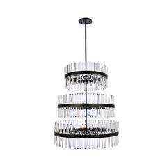Serephina 36 inch 3 tiers crystal round chandelier light in black