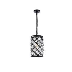 Madison 1 light Matte Black Pendant Clear Royal Cut Crystal