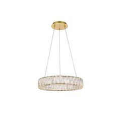 Monroe Integrated LED chip light gold Pendant Clear Royal Cut Crystal