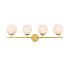 Ansley 4 light Brass and frosted white Bath Sconce