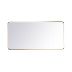 Soft corner metal rectangular mirror 30x60 inch in Brass