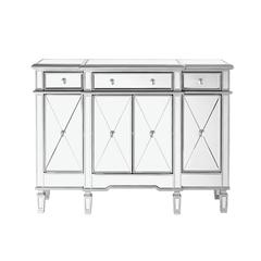 3 Drawer 4 Door Cabinet 48 .In. X 14 In. X 36 In. in silver Clear