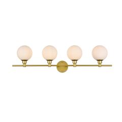 Cordelia 4 light Brass and frosted white Bath Sconce