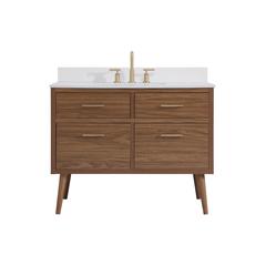 42 inch bathroom Vanity in Walnut Brown with Backsplash