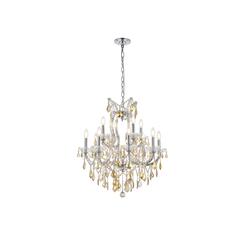 Maria Theresa 13 light Chrome Chandelier Golden Teak (Smoky) Royal Cut Crystal