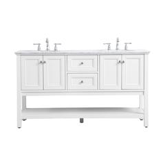 60 in. double sink bathroom vanity set in White