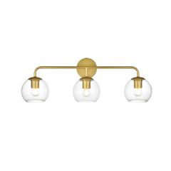 Genesis 3 light Brass and Clear Bath Sconce