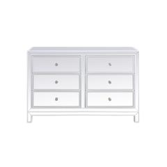 48 inch mirrored six drawer cabinet in white