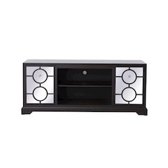 60 In. Mirrored Tv Cabinet Stand In Dark Walnut