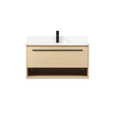 36 inch Single bathroom vanity in maple with backsplash