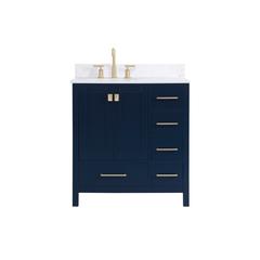 32 inch Single Bathroom Vanity in Blue with Backsplash