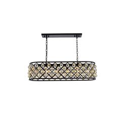 Madison 6 light Matte Black Chandelier Golden Teak (Smoky) Royal Cut Crystal